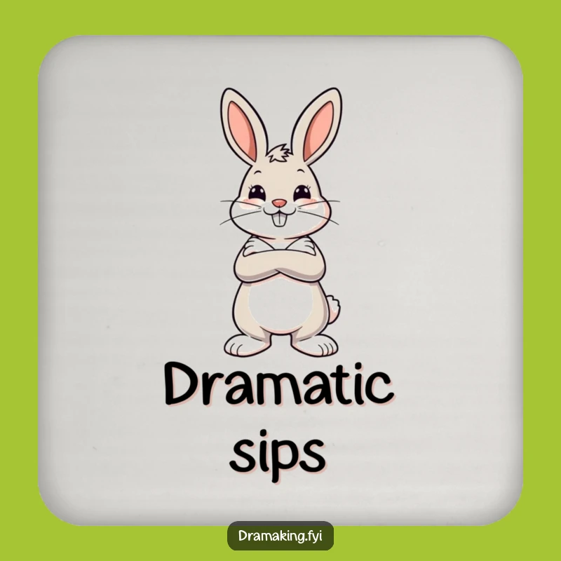 Funny Dramatic Bunny Coaster: Protect Surfaces with Sassy Style