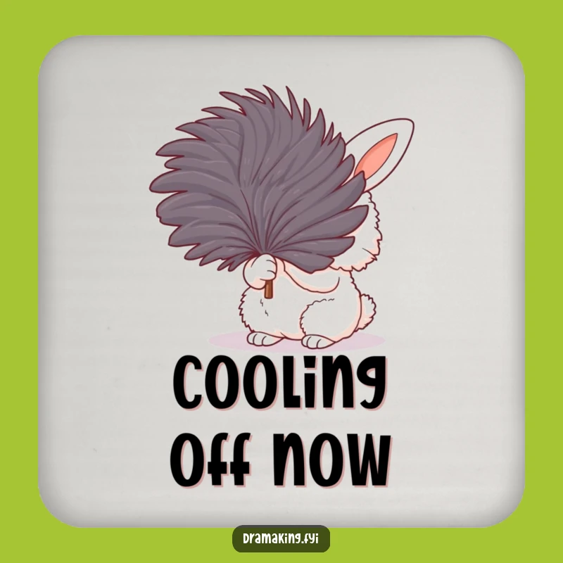 Funny Bunny Fanning Drink Coaster: Fluffy Rabbit Table Protector Gift