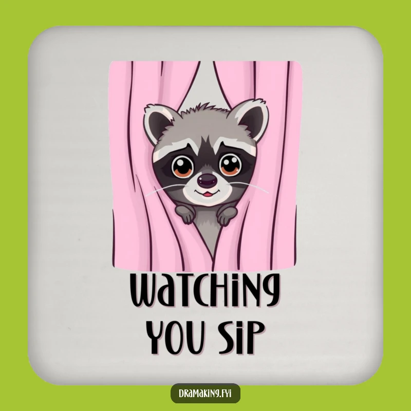 Funny Mischievous Raccoon Coaster: Protect Surfaces with Playful Charm