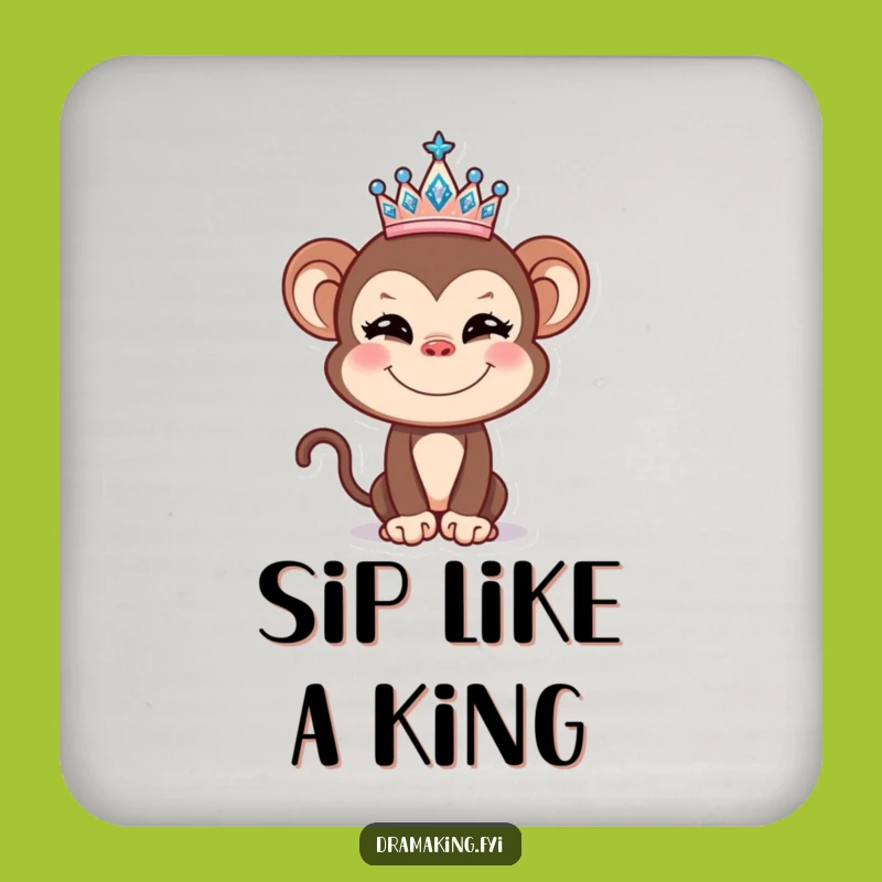 Funny Monkey Tiara Coasters: Protect Surfaces with Hilarious Royal Flair
