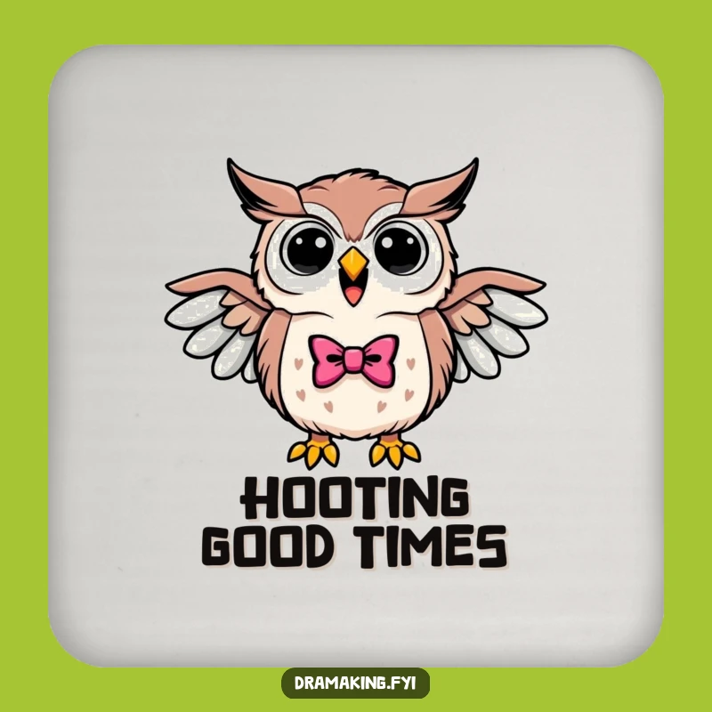 Funny Triumphant Owl Bowtie Coaster - Protect Surfaces with Wise Humor