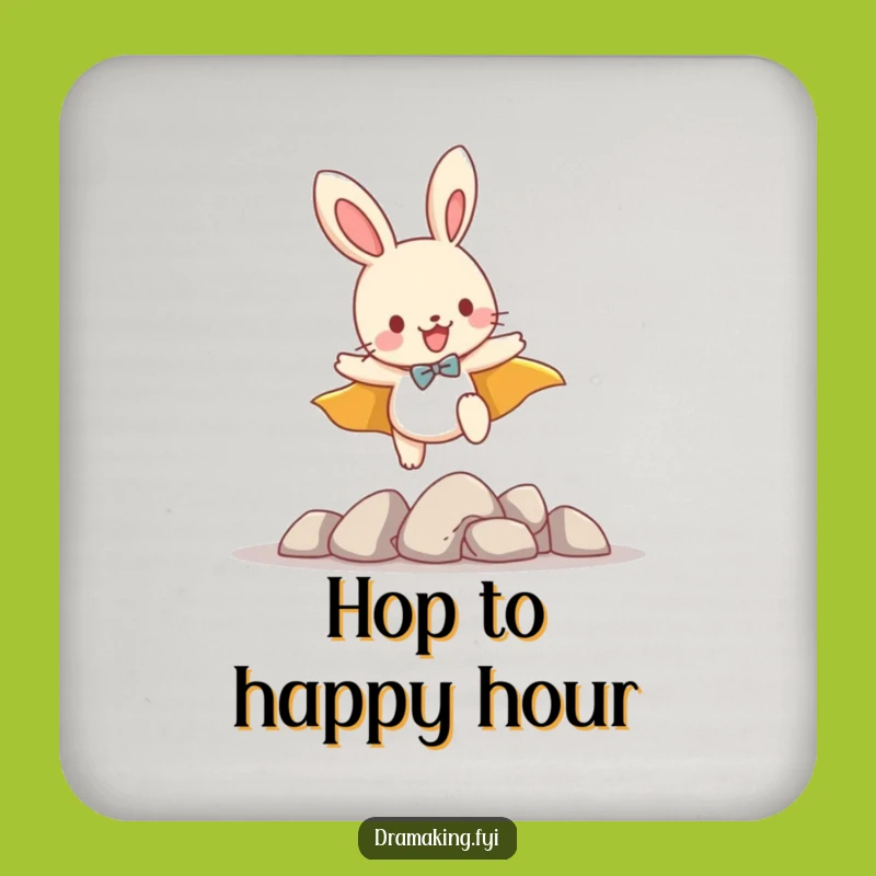 Funny Bunny Hero Coaster: Leaping Cape Bunny Decor, Protect Surfaces with Charm!