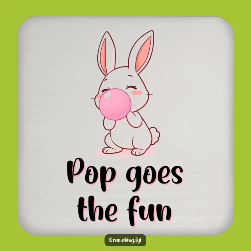 Funny Rabbit Blowing Bubblegum Coaster - Protect Surfaces with a Smile