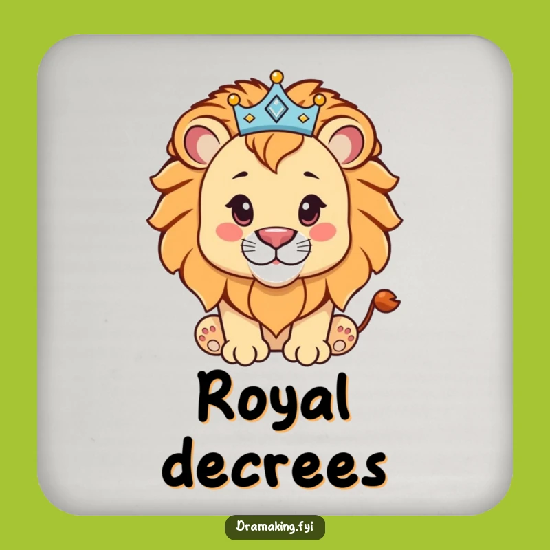 Funny Lion Cub Crown Coaster: Sparkly Decor for Regal & Funny Tables!