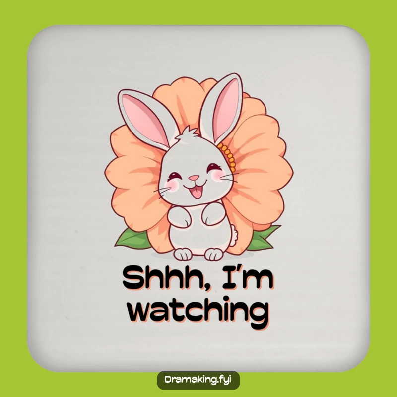 Funny Rabbit Coasters - Set of Happy Bunny Flower Art, Perfect Funny Gift