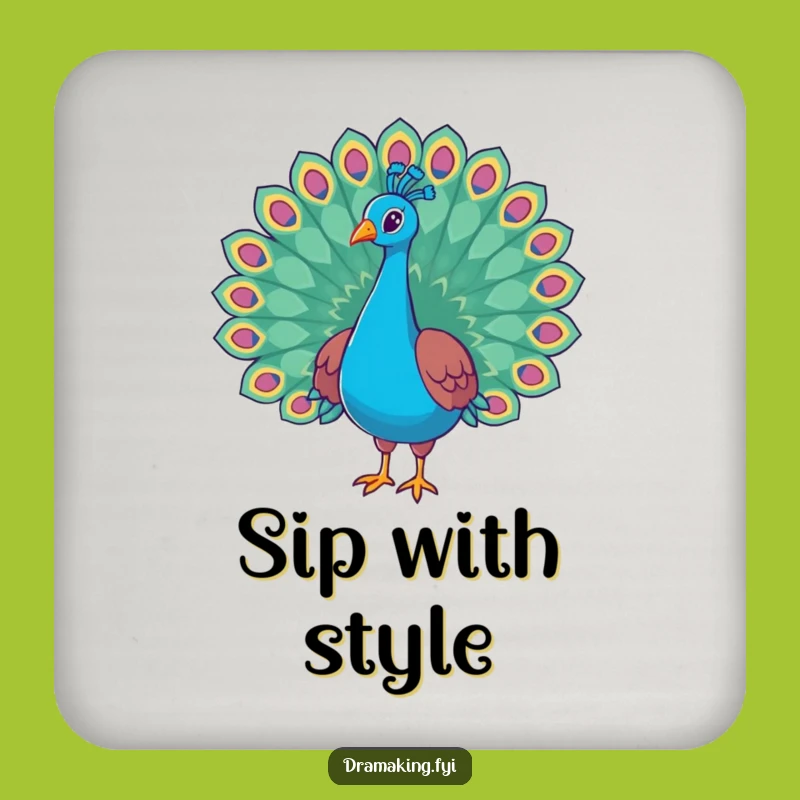 Funny Regal Peacock Coaster Set - Protect Surfaces Hilariously, Perfect Funny Gift