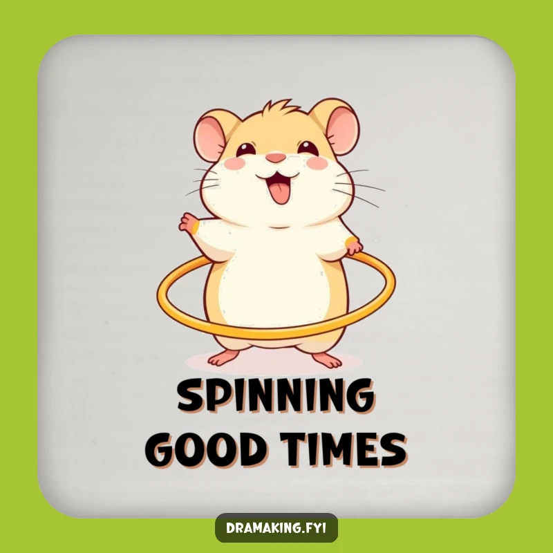 Funny Hamster Hula Hoop Coaster: Protect Surfaces with Fun