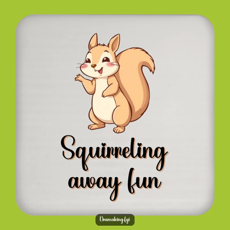 Funny Squirrel Pose Coaster - Hilarious Fluffy Tail Protection for Tables