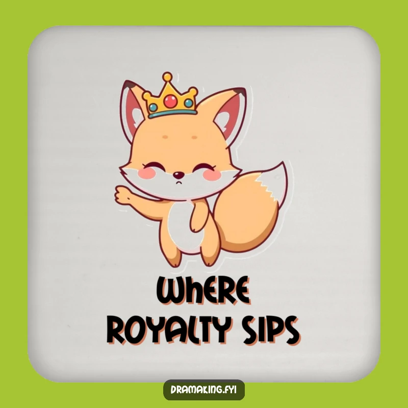 Funny Fox Crown Coaster Set: Dramatic Regal Protection for Your Surfaces