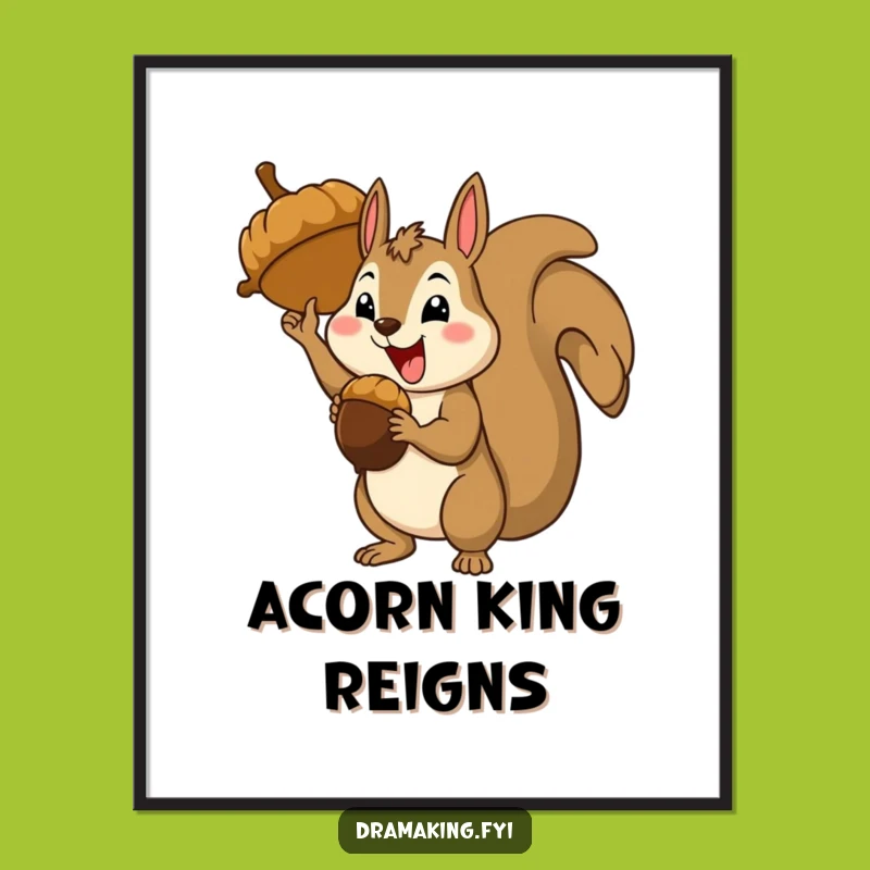 Funny Squirrel Acorn Poster - Theatrical Art Print for Victorious Home Decor