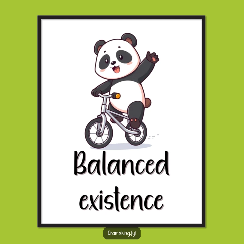 Funny Panda Unicycle Poster - Majestic Circus Art, Ideal Funny Gift