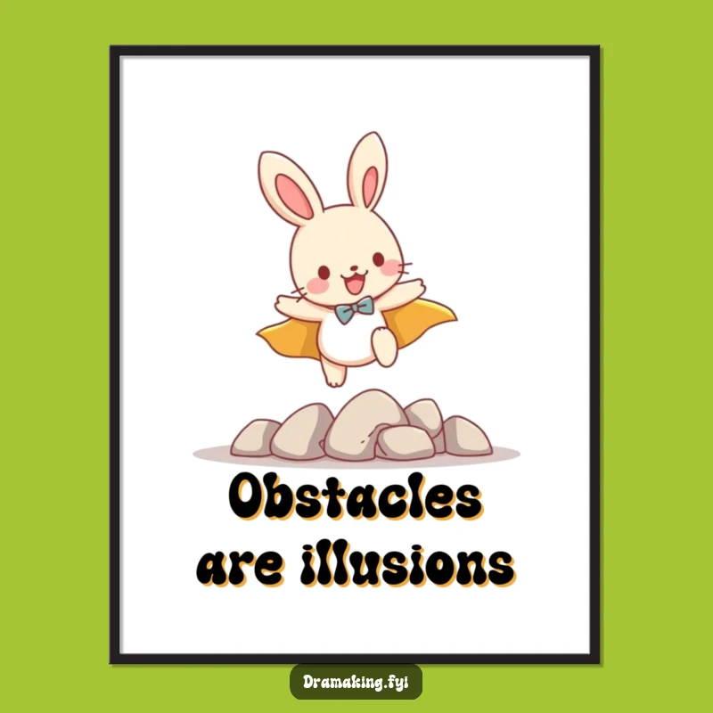 Funny Bunny Hero Poster: Leaping Cape Bunny Art, Adorable Wall Decor Gift!