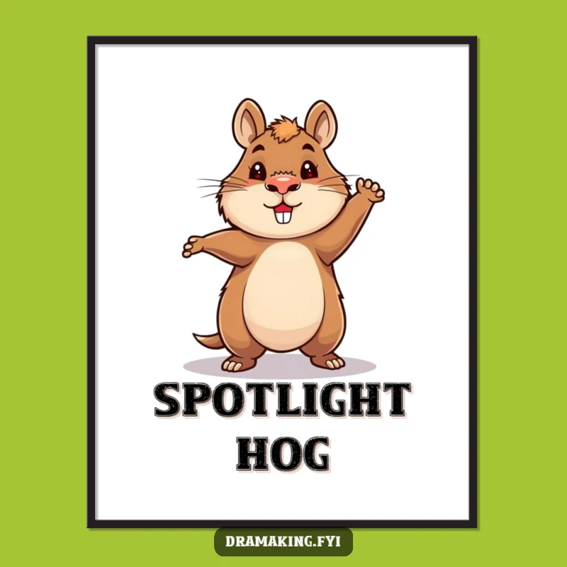 Funny Capybara Hero Poster: Dramatic Spotlight Pose for Funny Wall Art!