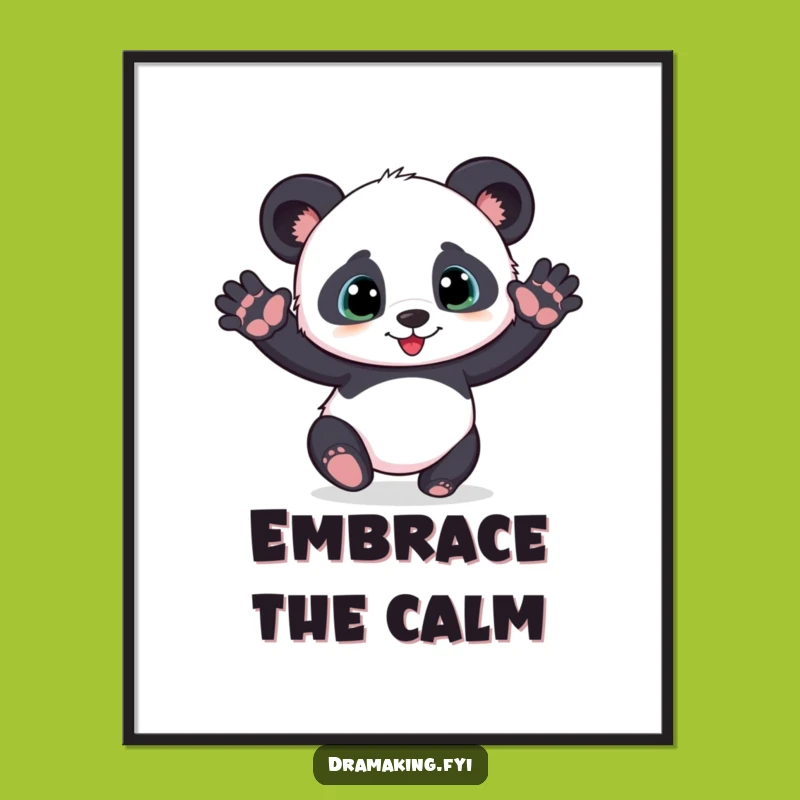 Funny Panda Cub Poster - Hilarious Dramatic Pose Art for Playful Spaces