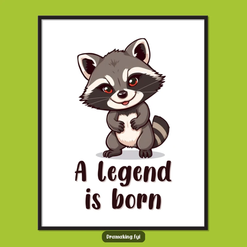 Funny Raccoon Poster: Dramatic Sly Smile Pose, Hilarious Wall Art, Perfect Gift