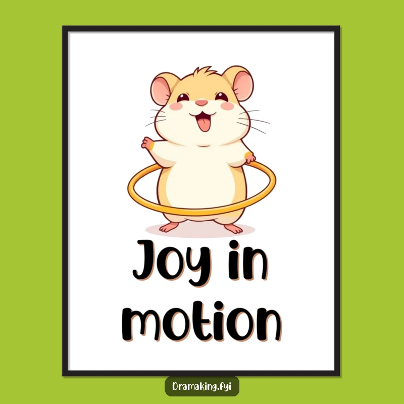 Funny Hamster Hula Hoop Poster: Cheerful Pet Art