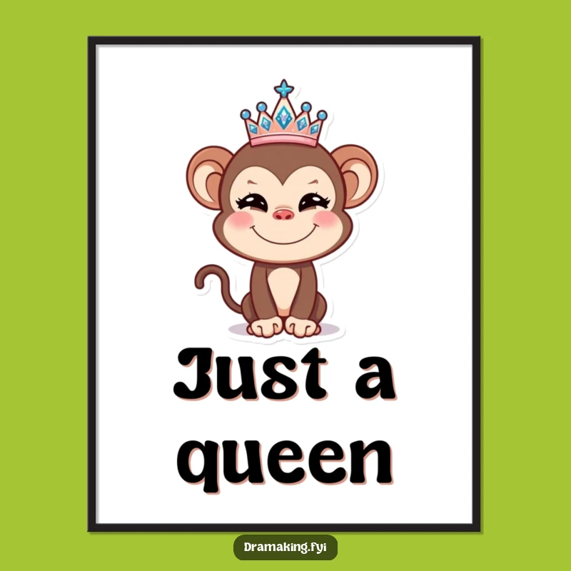 Funny Monkey Tiara Poster: Hilarious Wall Art to Brighten Up Any Room