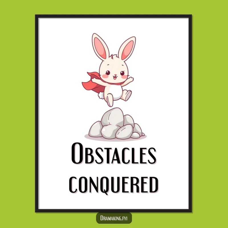 Funny Hero Bunny Poster: Playful Leap Art for Your Walls