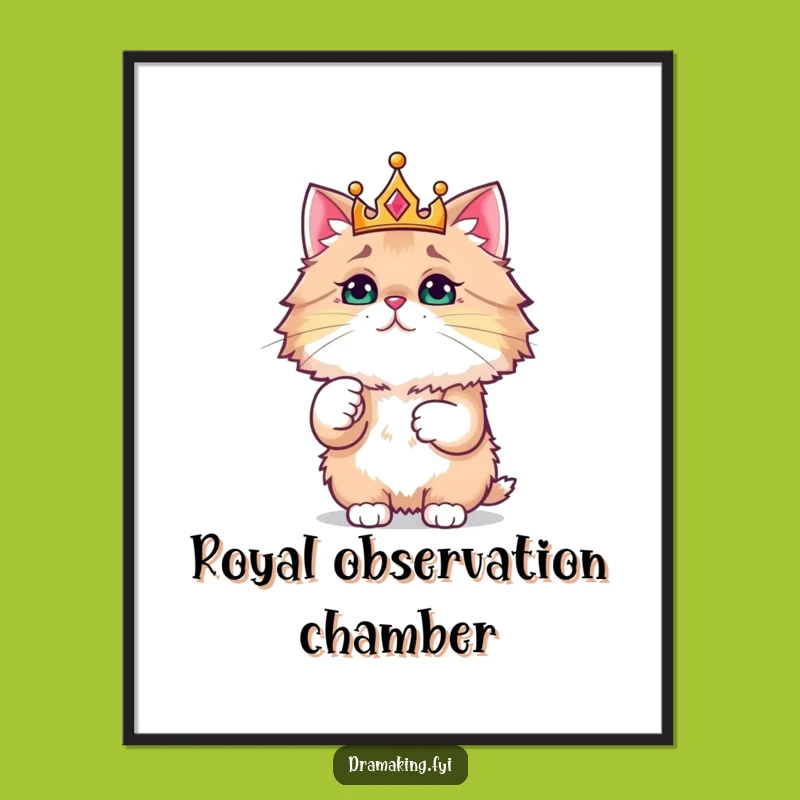 Funny Royal Cat Poster: Majestic Feline Wall Art Gift for Humor Lovers