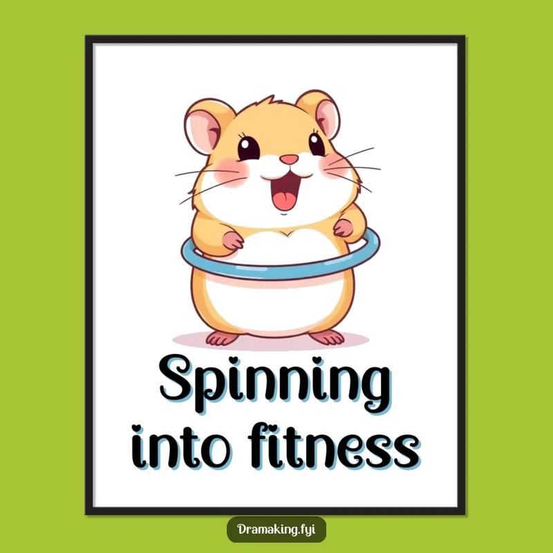 Funny Hamster Hula Hoop Poster: Energetic Wall Art Gift for Pet Lovers