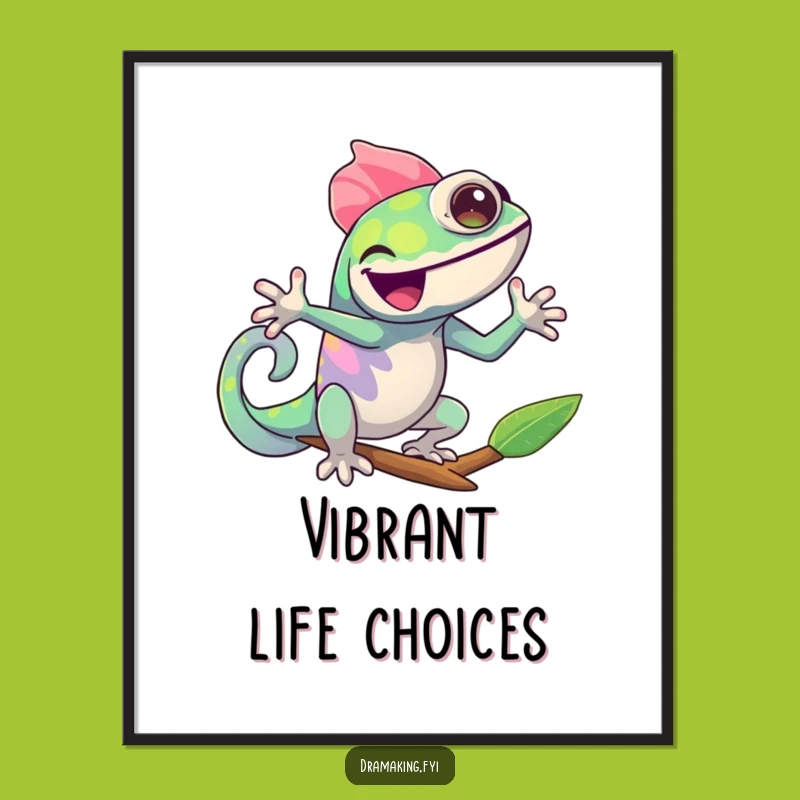 Funny Chameleon Pose Poster: Brighten Your Walls with this Comedic Reptile Art