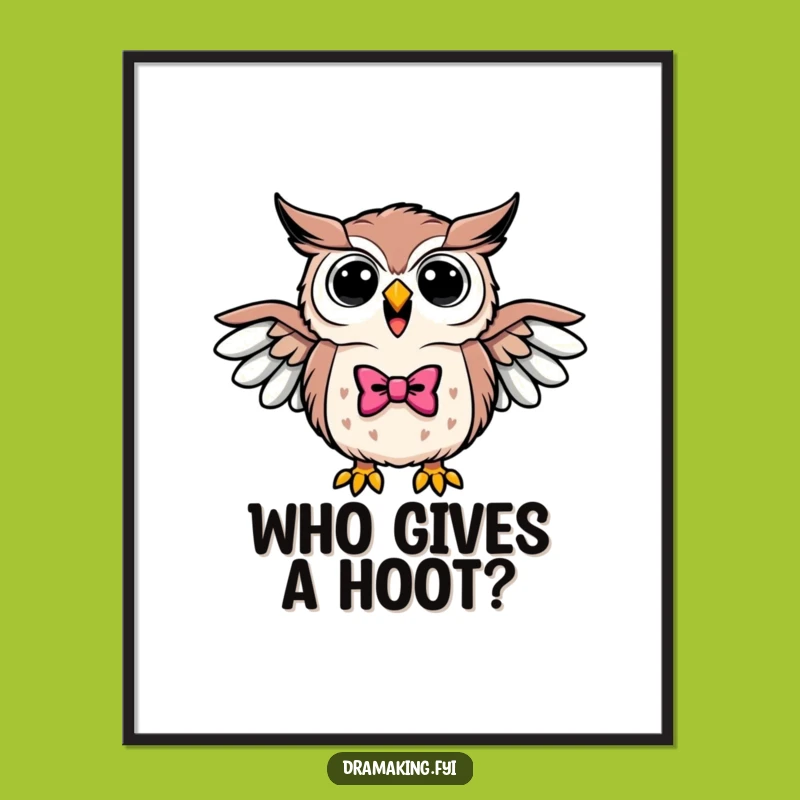 Funny Triumphant Owl Bowtie Poster - Elegant Wall Art for Wise Souls