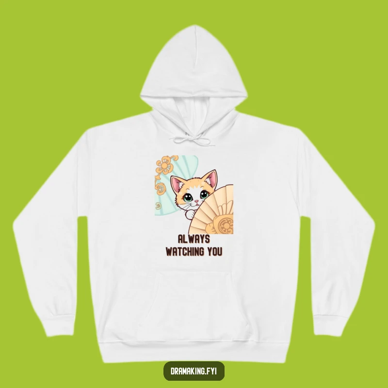 Cozy Funny Cat Peeking Hoodie - Mysterious Comfort for Cat Fans