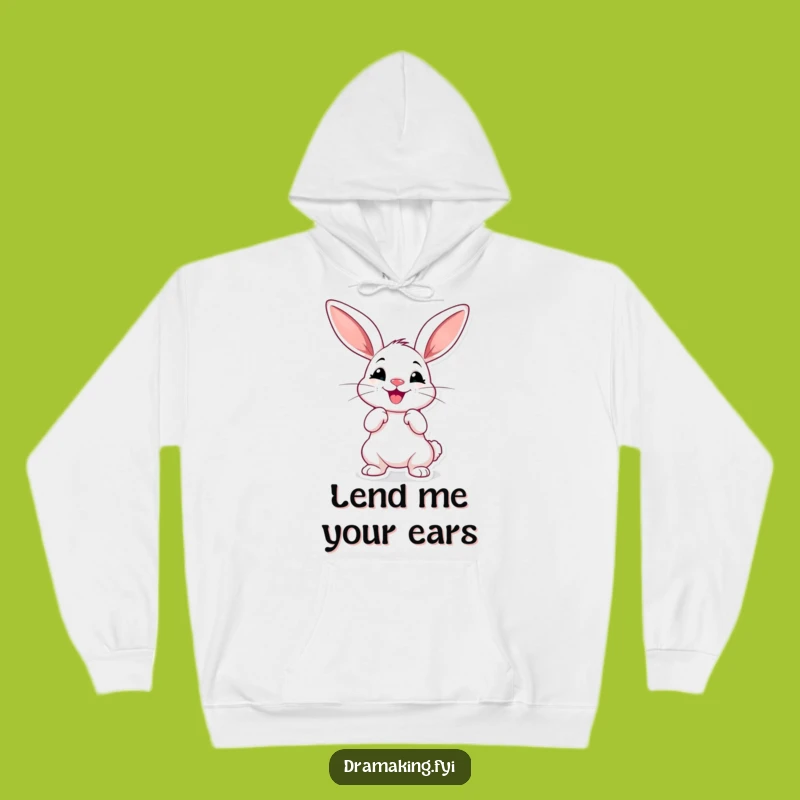 Funny Dramatic Rabbit Hoodie - Cozy & Hilarious Long-Eared Pose Apparel