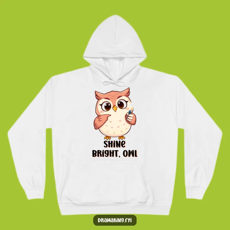 Funny Owl Spotlight Hoodie: Cozy Excited Character Wear for Dreamers