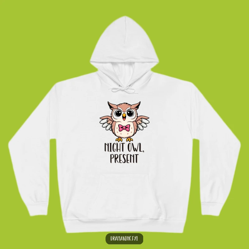 Funny Triumphant Owl Bowtie Hoodie - Cozy & Hilarious Wisdom