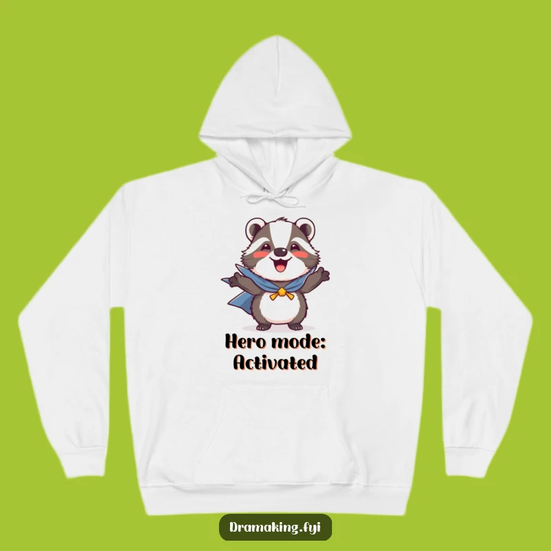 Funny Heroic Badger Hoodie: Cozy and Cute Cape-Wearing Friend for Warmth