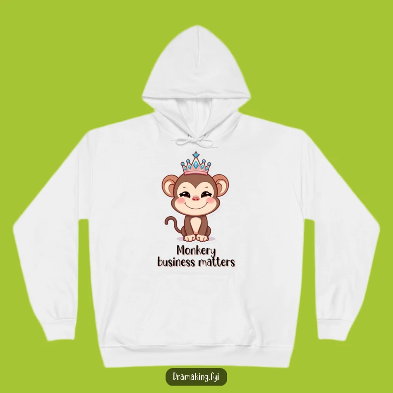 Funny Monkey Tiara Hoodie: Cozy and Hilarious Apparel for a Royal Good Time