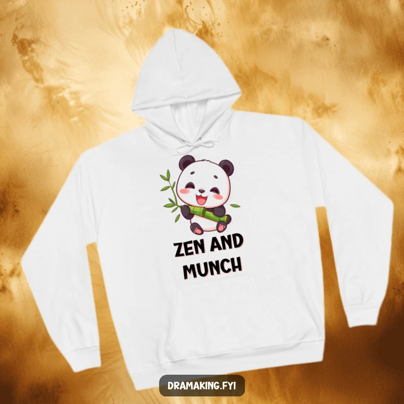 Funny Hoodie with a delightful panda character happily munching bamboo, offering ultimate coziness and humorous charm.