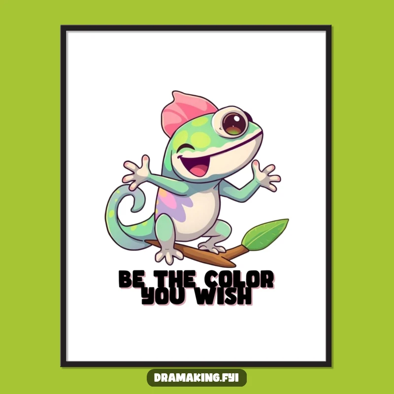 Free Printable Wall Art: Chameleon Color Pose - Funny Downloadable Decor
