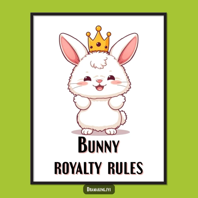 Free Printable Wall Art: Crowned Bunny Pose, Funny Downloadable Art for Decor