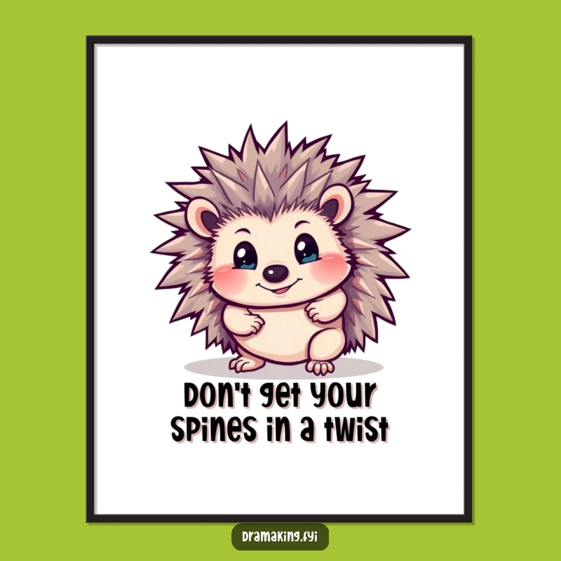 Free Printable Wall Art: Spiky Hedgehog Pose - Funny Downloadable Decor