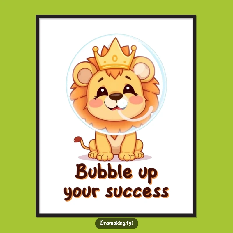Free Printable Lion Cub Bubble Art: Funny Downloadable Royal Decor
