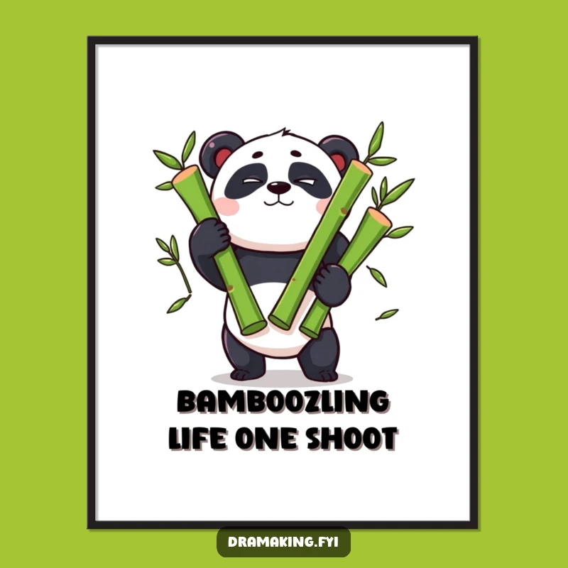 Free Printable Panda Art: Juggling Bamboo Downloadable Wall Decor