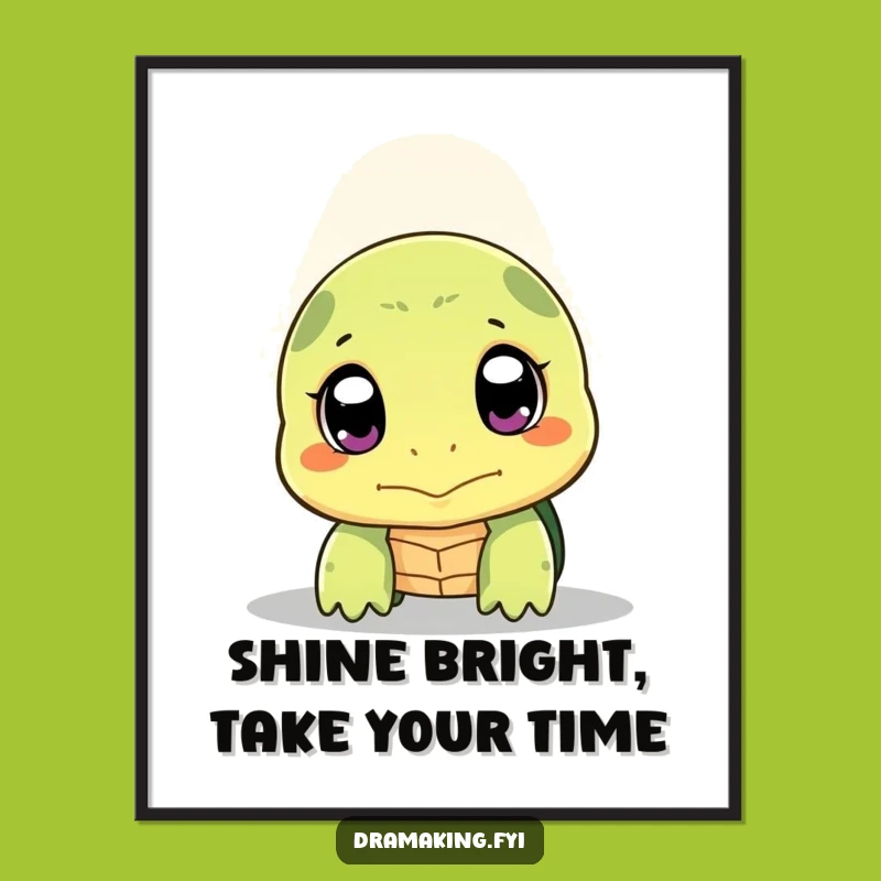 Free Printable Shy Turtle Wall Art - Spotlighted Sweetness Downloadable Decor