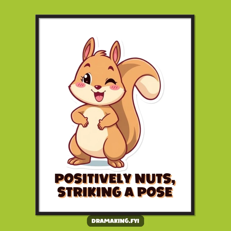 Free Printable Wall Art: Cheerful Squirrel Pose - Funny Downloadable Decor