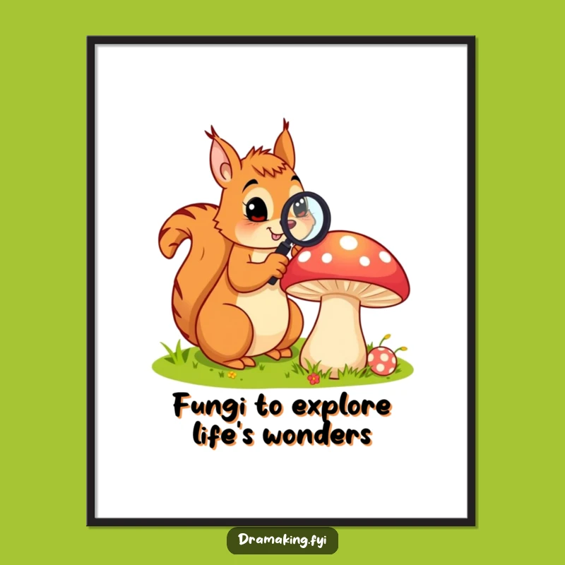 Free Printable Wall Art: Curious Squirrel Mushroom View - Whimsical Downloadable Decor!