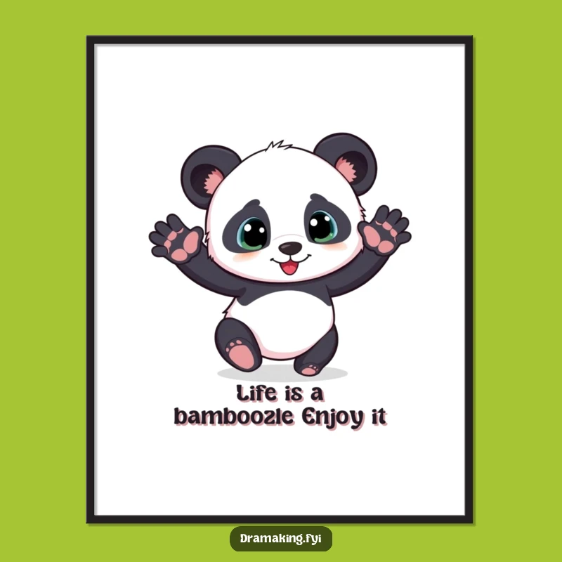 Free Printable Wall Art: Panda Cub Pose Art Downloadable Decor