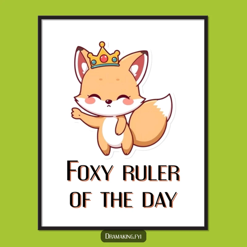 Free Printable Wall Art: Regal Fox Crown Funny Downloadable Decor
