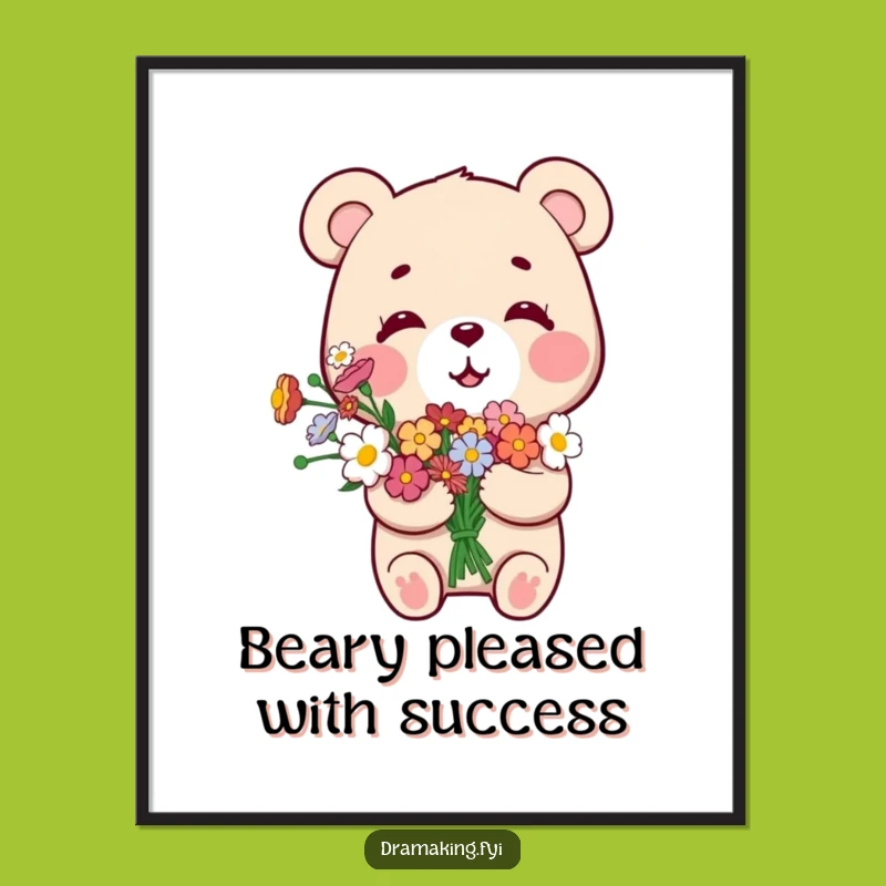 Free Printable Wall Art: Smug Bear Flowers Funny Downloadable Decor