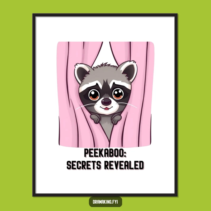 Funny Free Printable Raccoon Wall Art: Peek-a-Boo Download