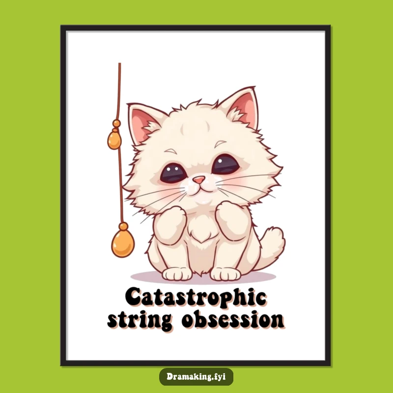 Funny Free Printable Wall Art: Cat's String Obsession - DIY Downloadable Art