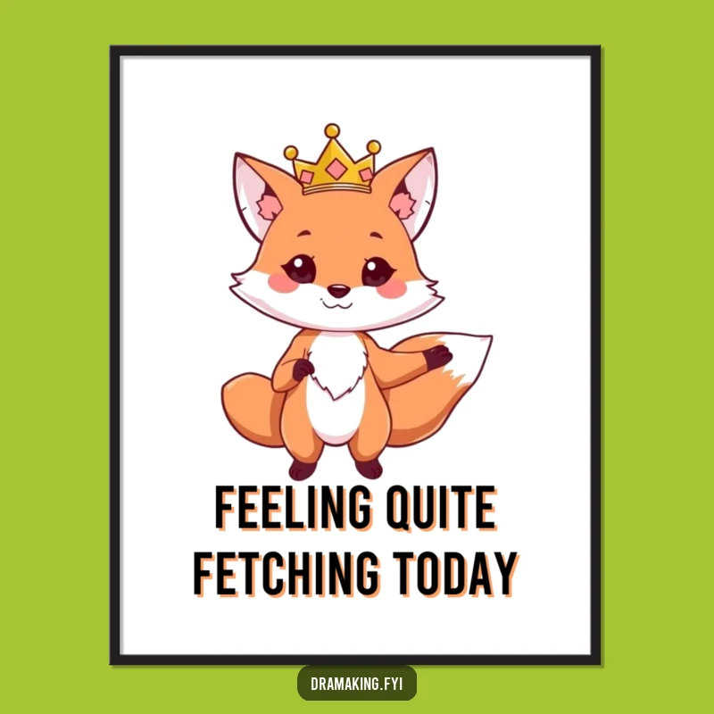 Funny Free Printable Wall Art: Regal Fox Pose - Downloadable Decor