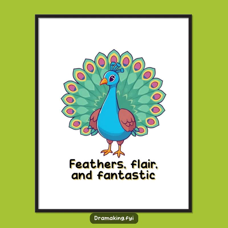 Funny Free Printable Wall Art: Regal Peacock Showing Off - DIY Downloadable Art