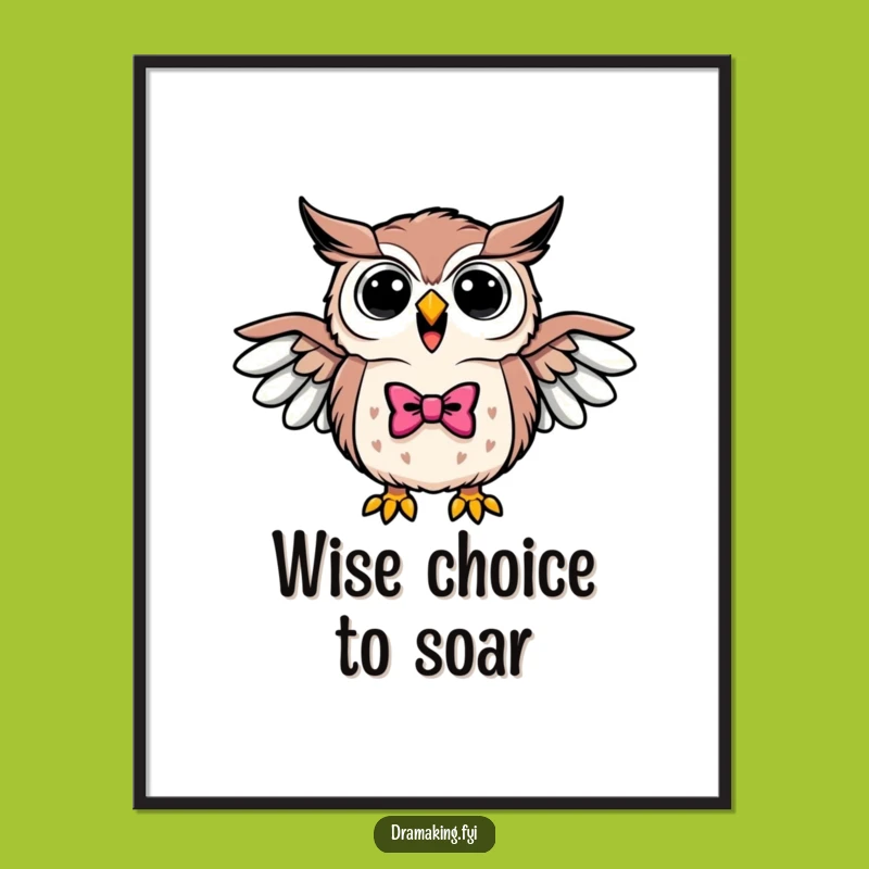 Funny Free Printable Wall Art: Triumphant Owl Bowtie - Dapper Downloadable Decor