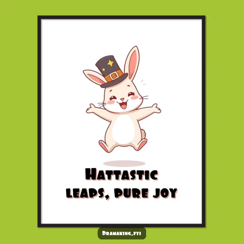 Funny Free Printable Rabbit Wall Art: Happy Rabbit - Printable Home Decor Gift